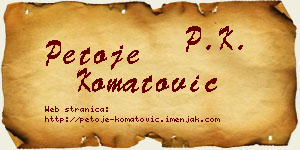 Petoje Komatović vizit kartica